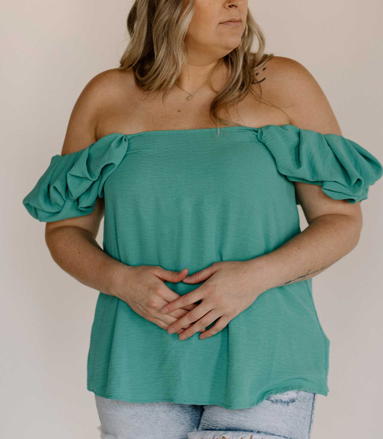 ruffle balloon sleeve top