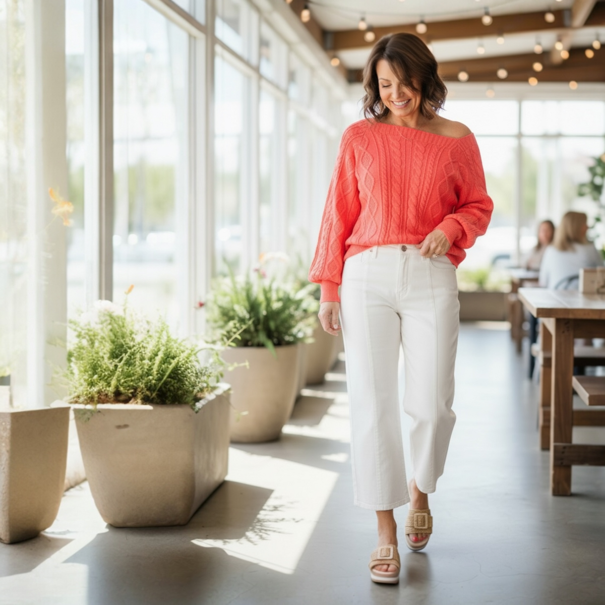 High Rise Crop White Pant