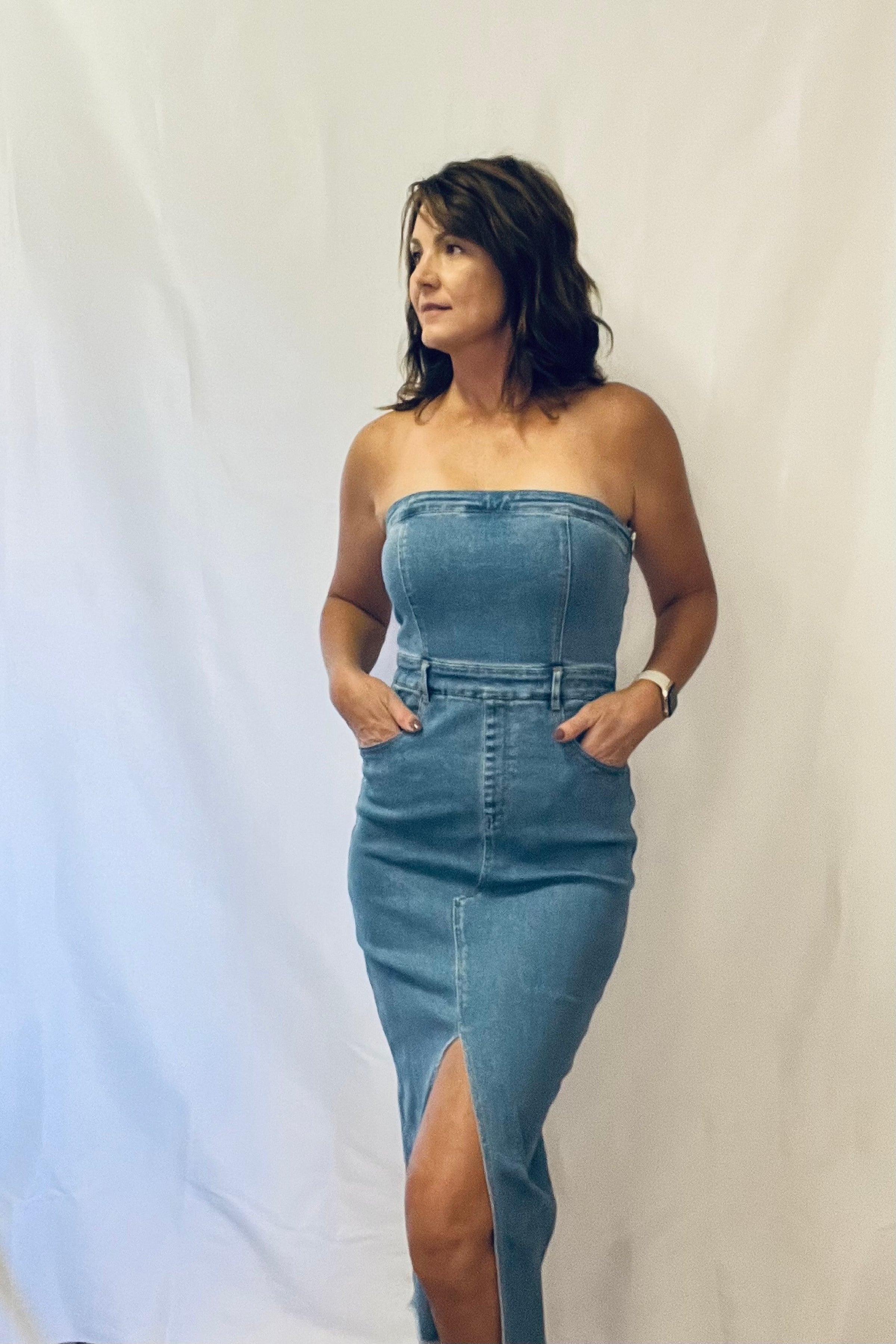 The Britney Denim Dress Chloe Rae Boutique The Britney Denim Dress Chloe Rae Boutique