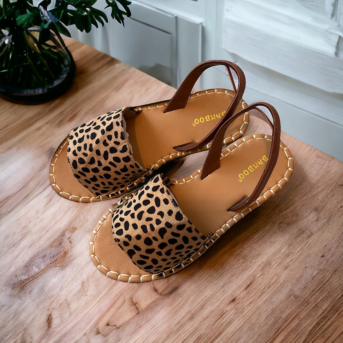 Bamboo Cheetah Sling Back Shoes