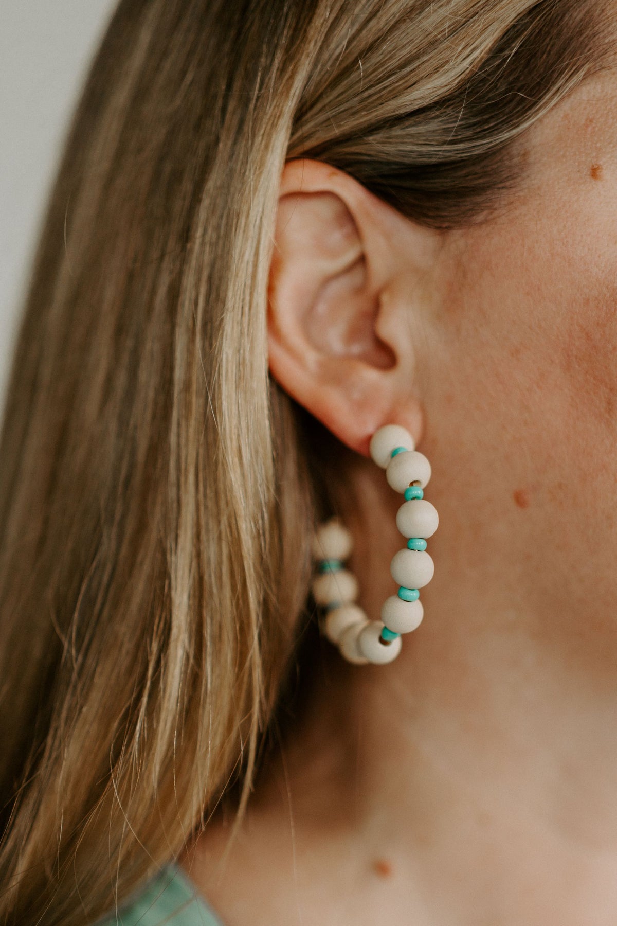 Teal and Neutral Earrings